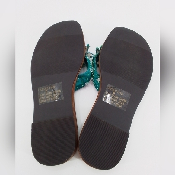 New Coconuts by Matisse Thong Sandals Blue & Green SEASTAR Beaded sz 8 - Picture 3 of 3